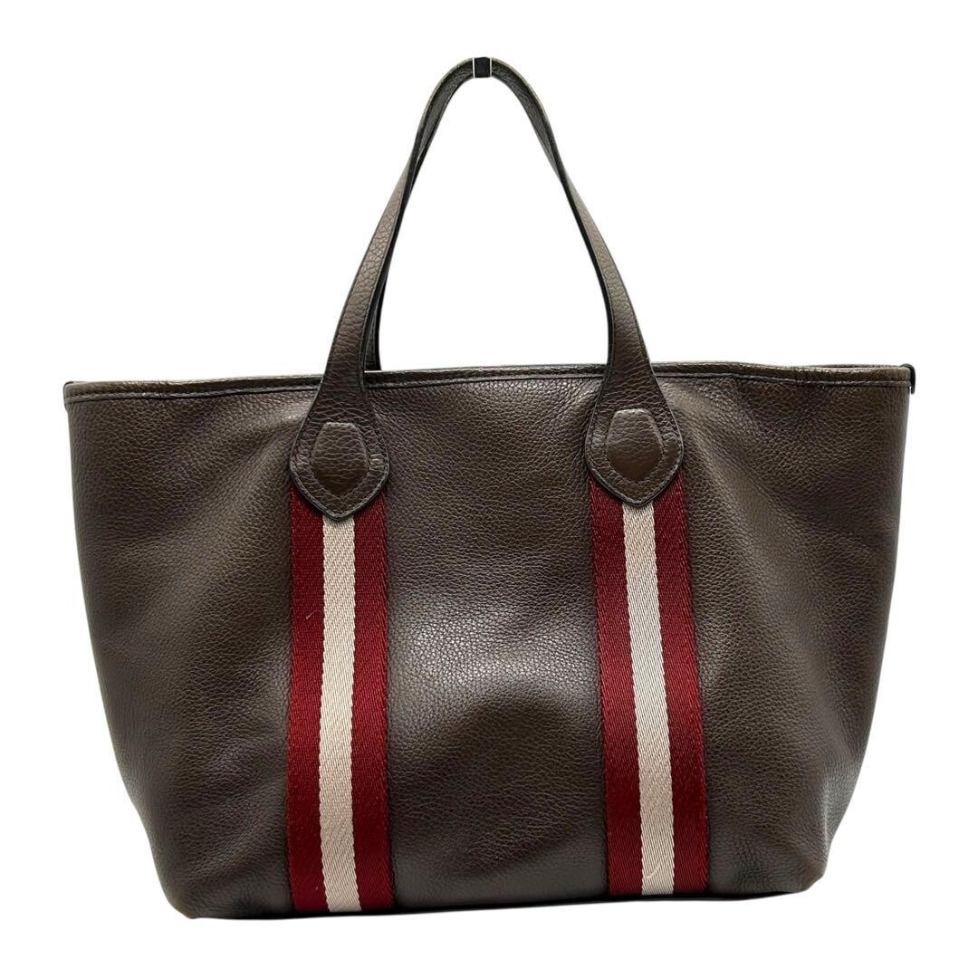Bally Trainspotting Brown Leather Tote Bag A4 Pouch Zip Pebbled Italy 38cm