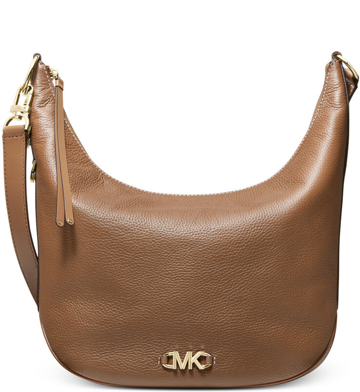 New Michael Kors Izzy Large pebble Leather Shoulder Bag luggage Gold handbag