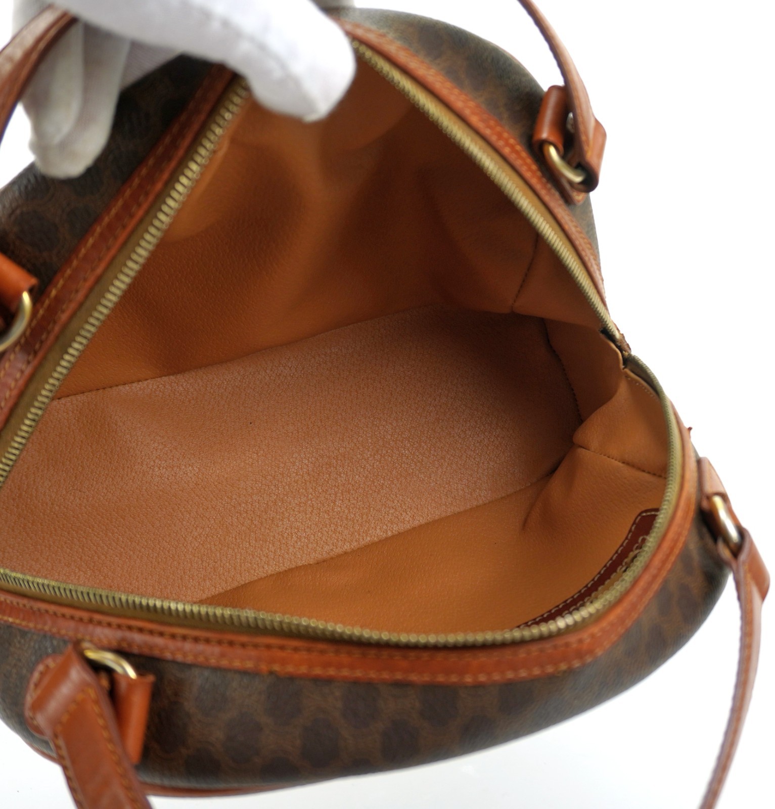Vintage CELINE Classic Brown Triomphe Macadam Leather Dome Tote Bag Italy