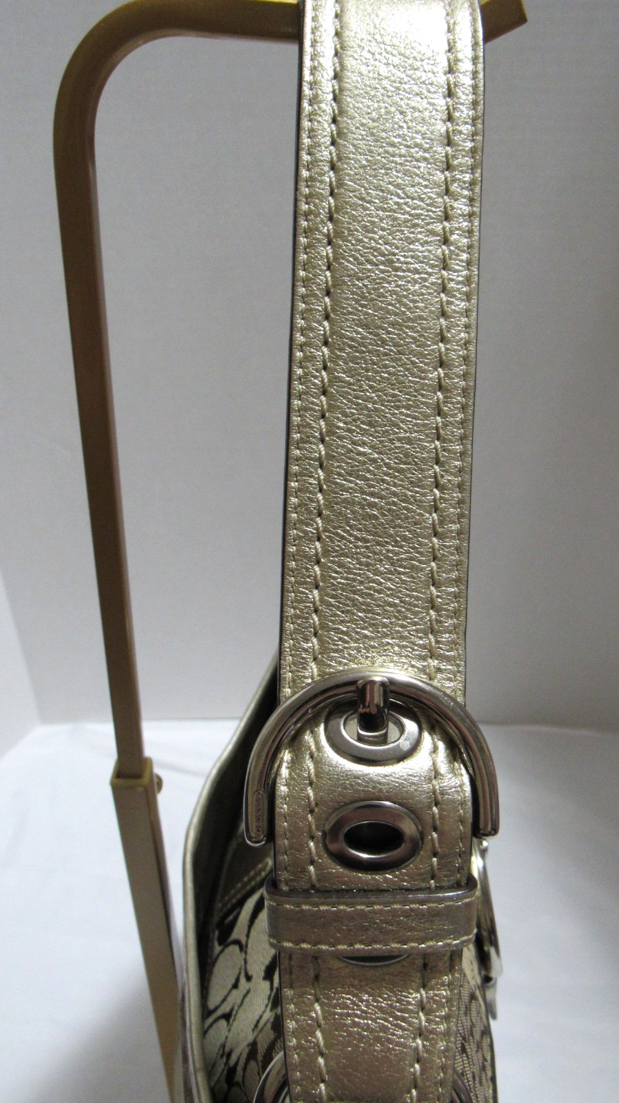 VTG Coach F12316 Soho Brown Gold Signature C Canvas Patchwork Shoulder Bag Y2K