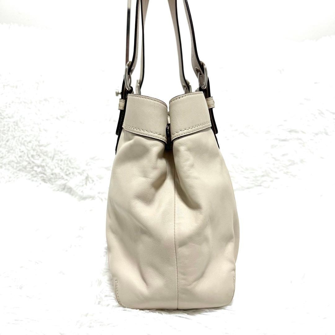 COACH Soho Leather Tote Bag 23cm x 46cm Large Capacity White