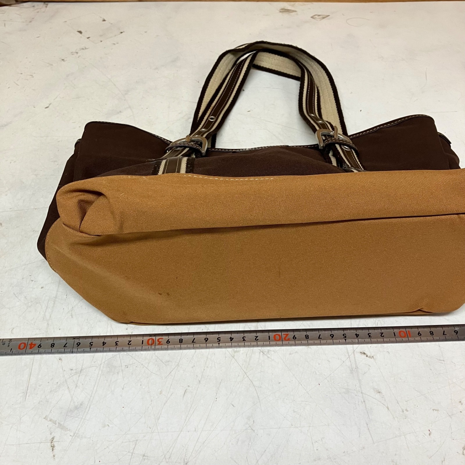 PERSON’S Canvas Tote Bag Brown Shoulder Handbag Casual Used Made in China Japan