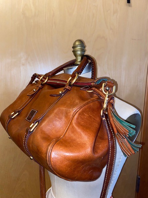 Dooney & Bourke Large Florentine Natural Leather Satchel w/Crossbody Strap