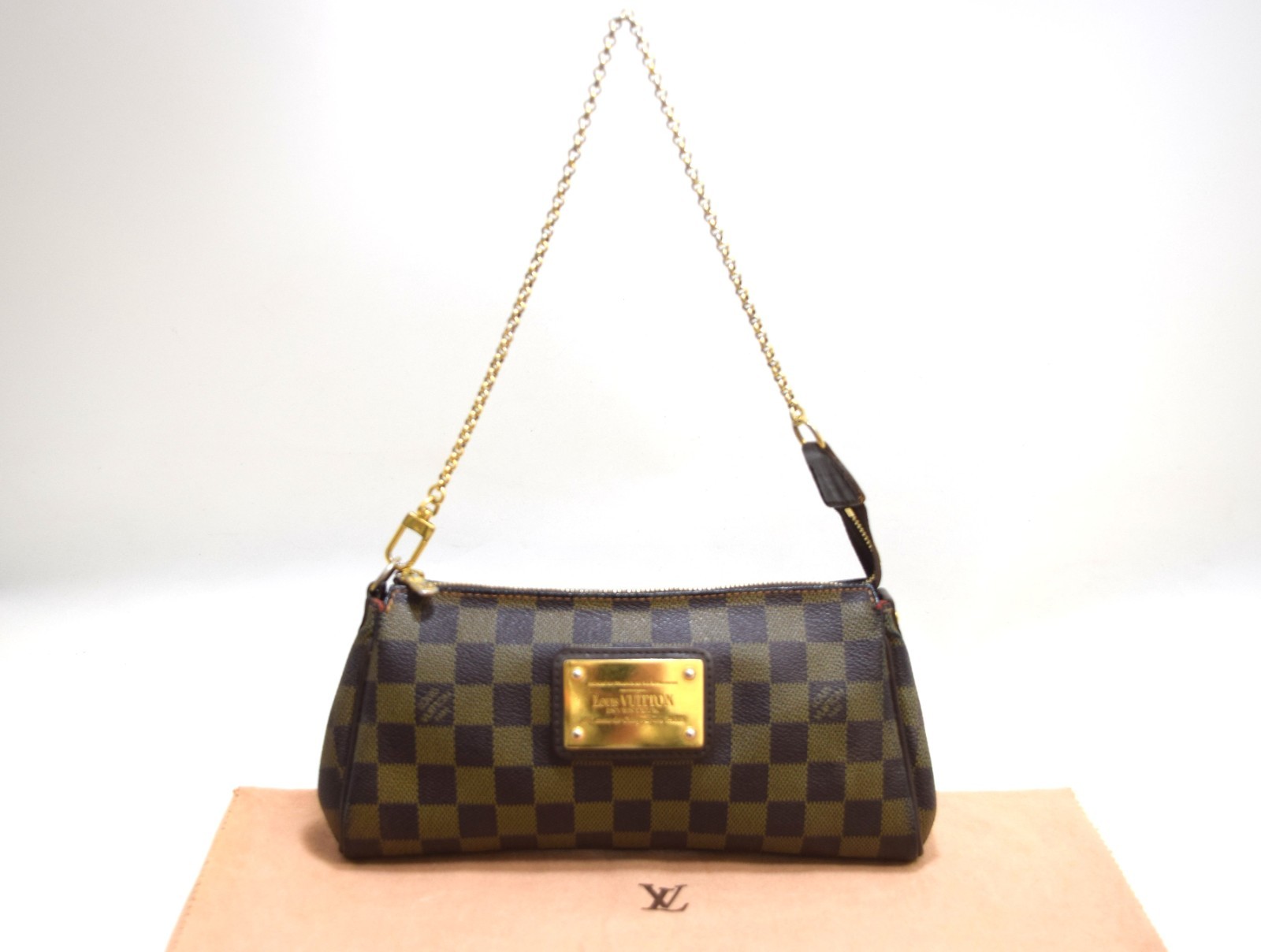 Auth Louis Vuitton Eva Handbag Damier Ebene Brown N55213 LV 52922