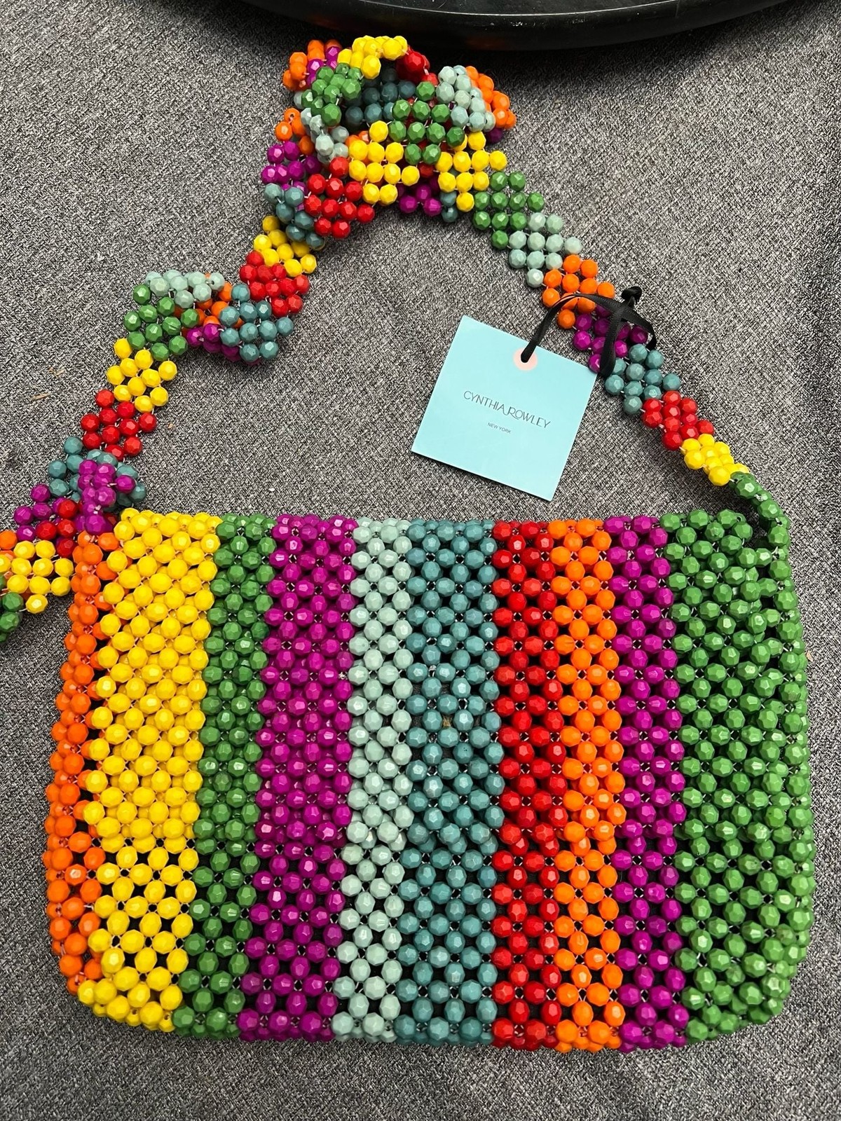 Cynthia Rowley Multicolor Stripe Beaded Shoulder Bag