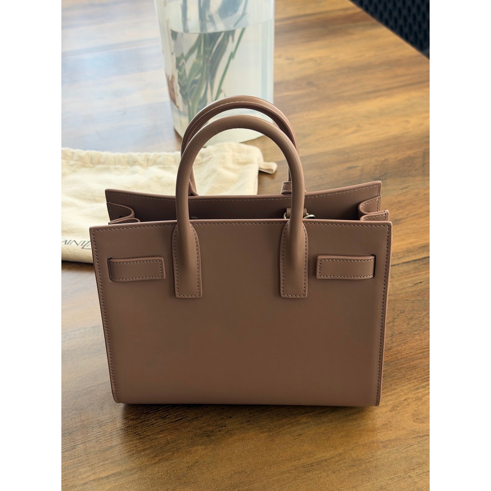Saint Laurent Sac De Jour Nano Dark Old Rose Leather Bag NWT YSL SDJ