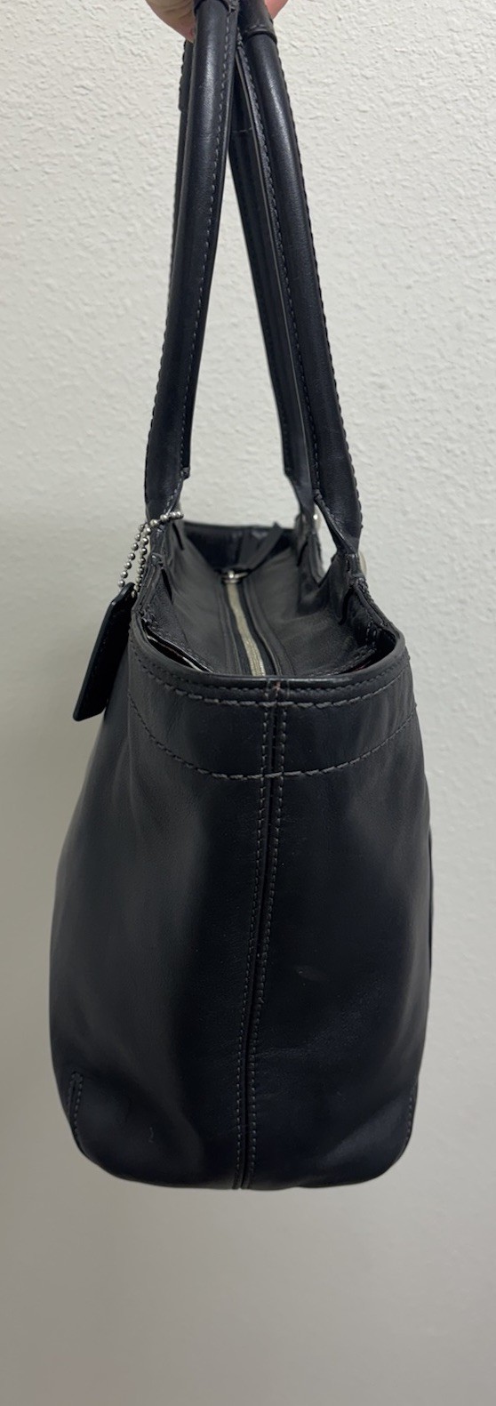 Classic COACH F14383 Legacy Bleecker Tote Black Full Grain Leather Bag