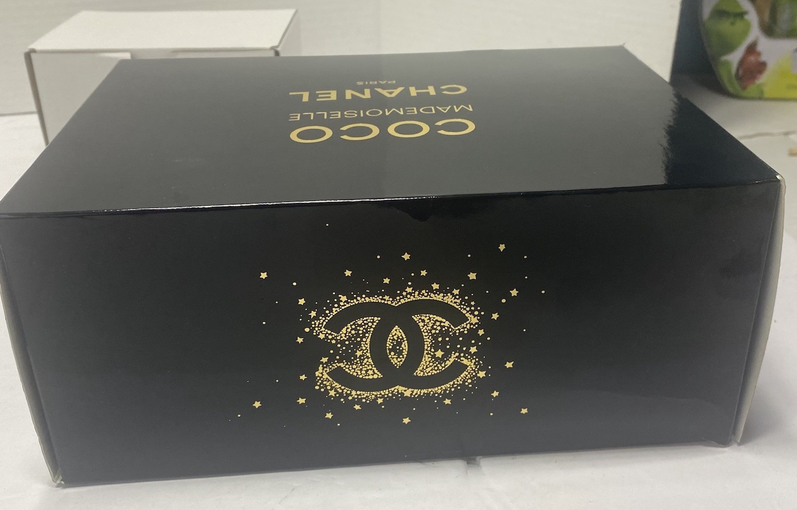 CHANEL Parfume Perfume Make Up Toiletry Logo Zip Up Black Bag W Box