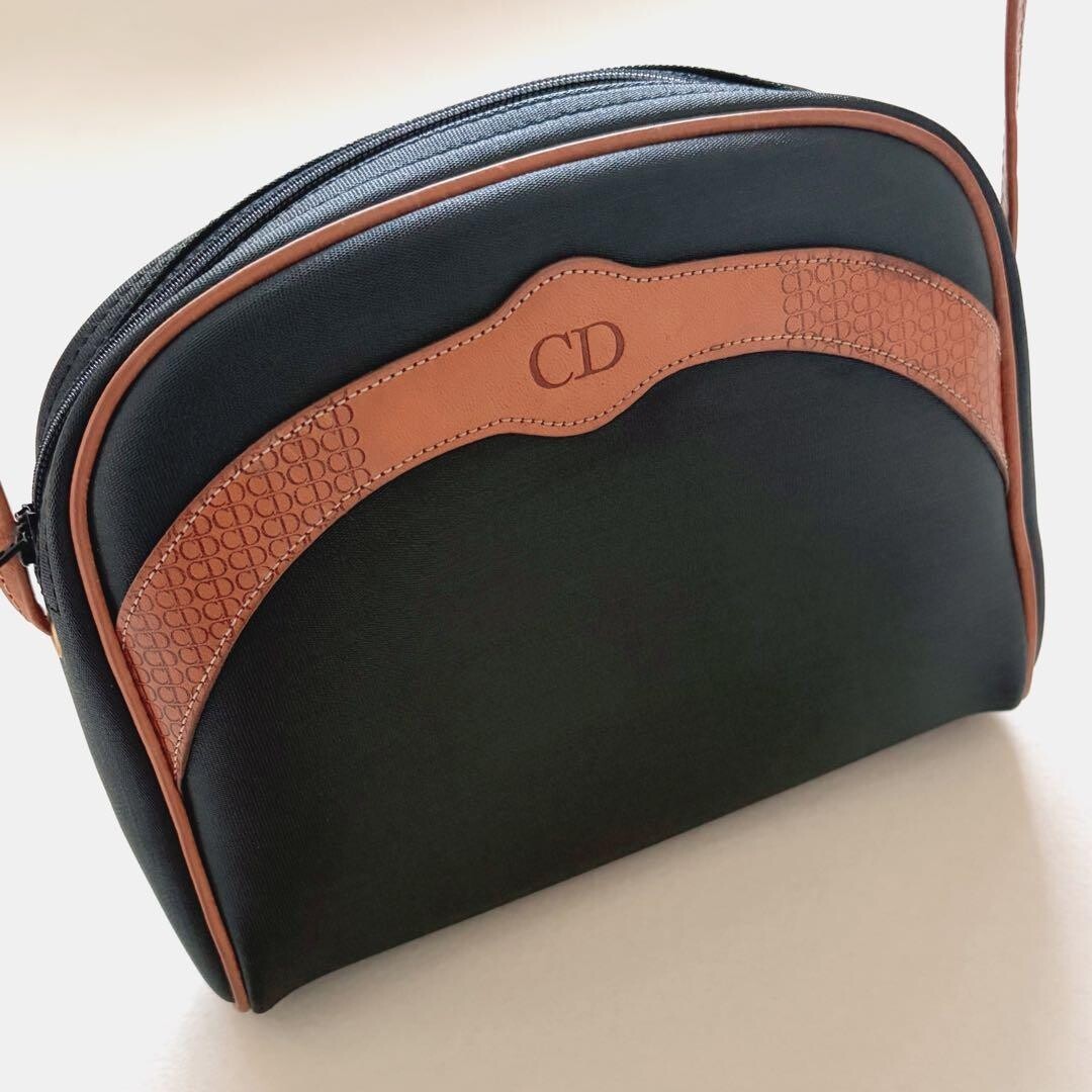 Christian Dior CD Logo Monogram PVC Leather Shoulder Bag Crossbody Auth