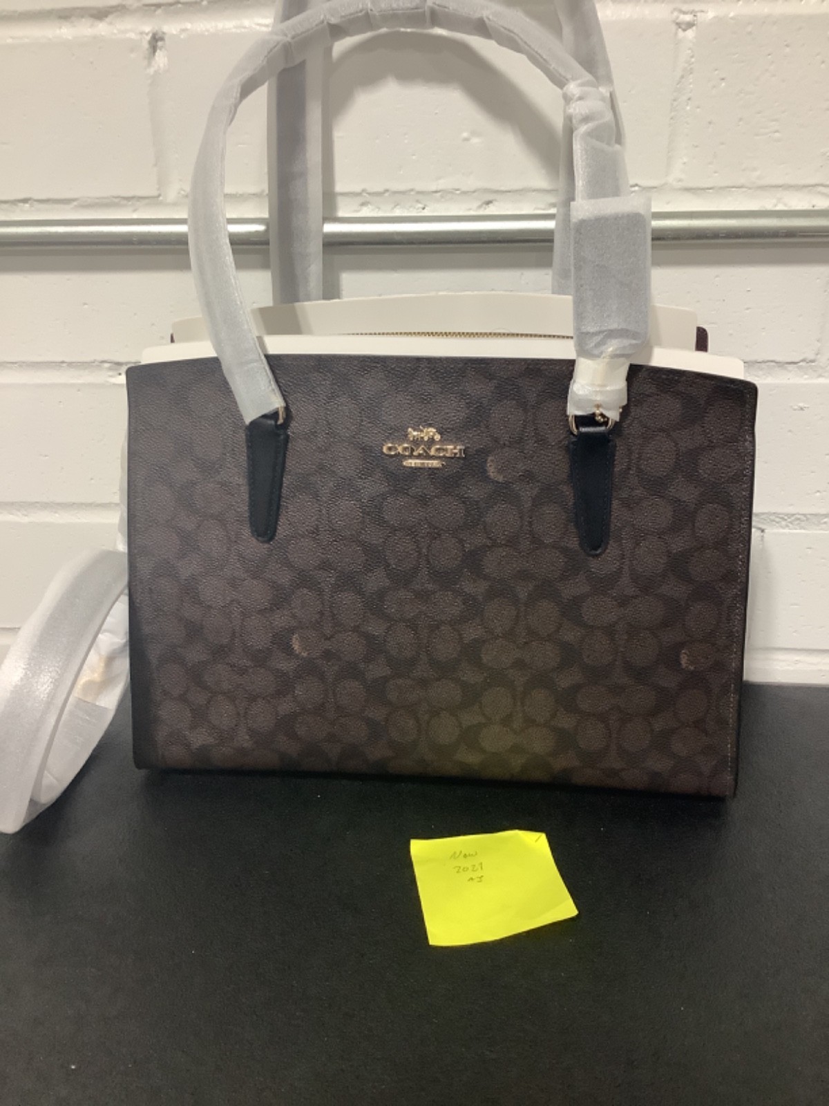 Coach Mollie Tote 25 Signature Canvas Crossbody Strap IM/WALNUT/BLACK