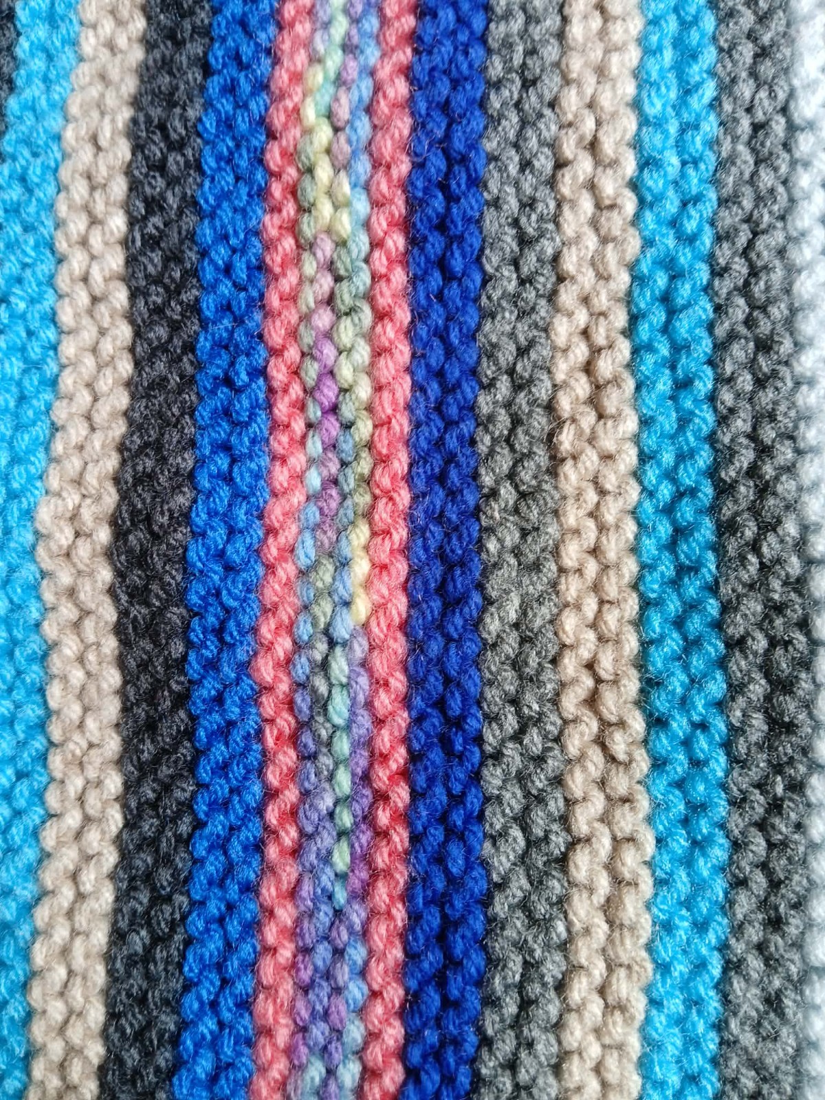 Hand Knitted Ladies Boho Multi Striped Cross Body Bag ,Lined, And Front Fasten