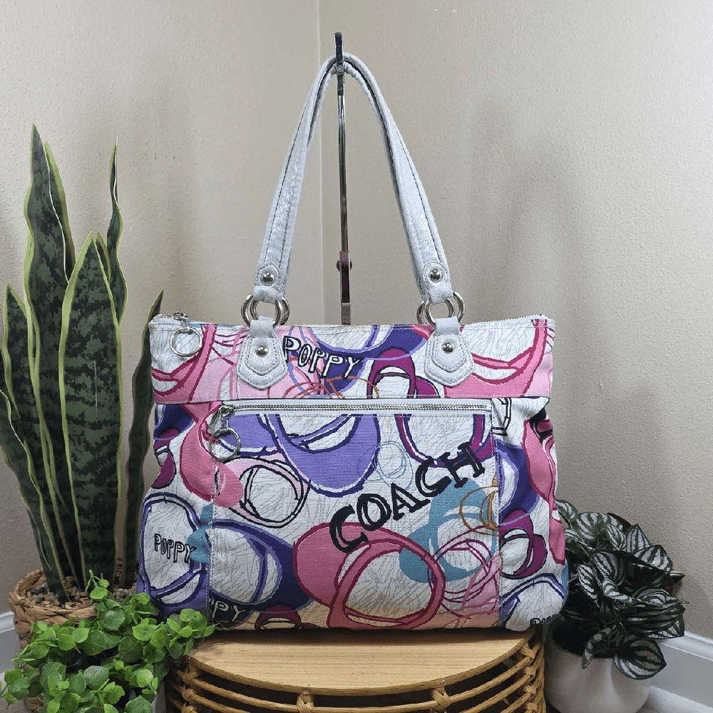 Coach Pink and Purple Graphic Tote