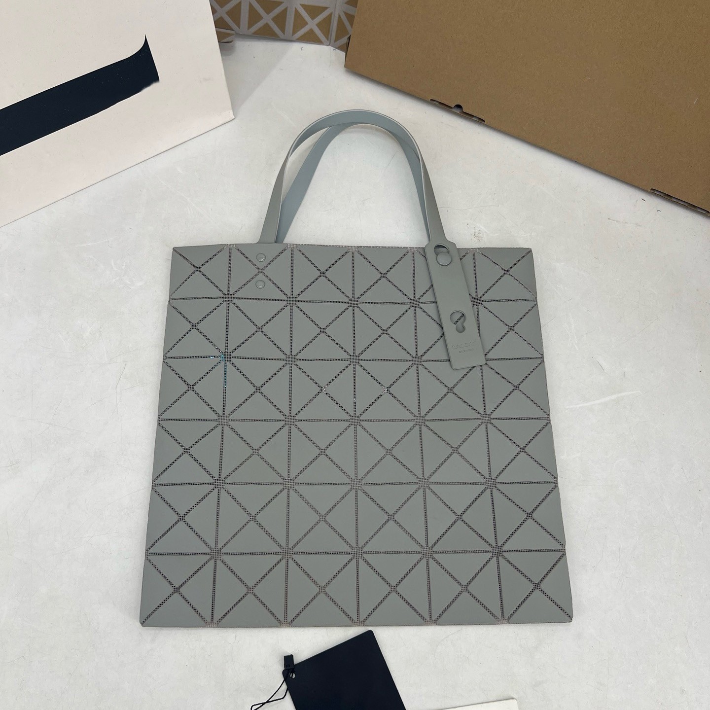 B A O Bag Leather-Like Matte Tote 2-Tone Design Soft Luster Finish Elegant