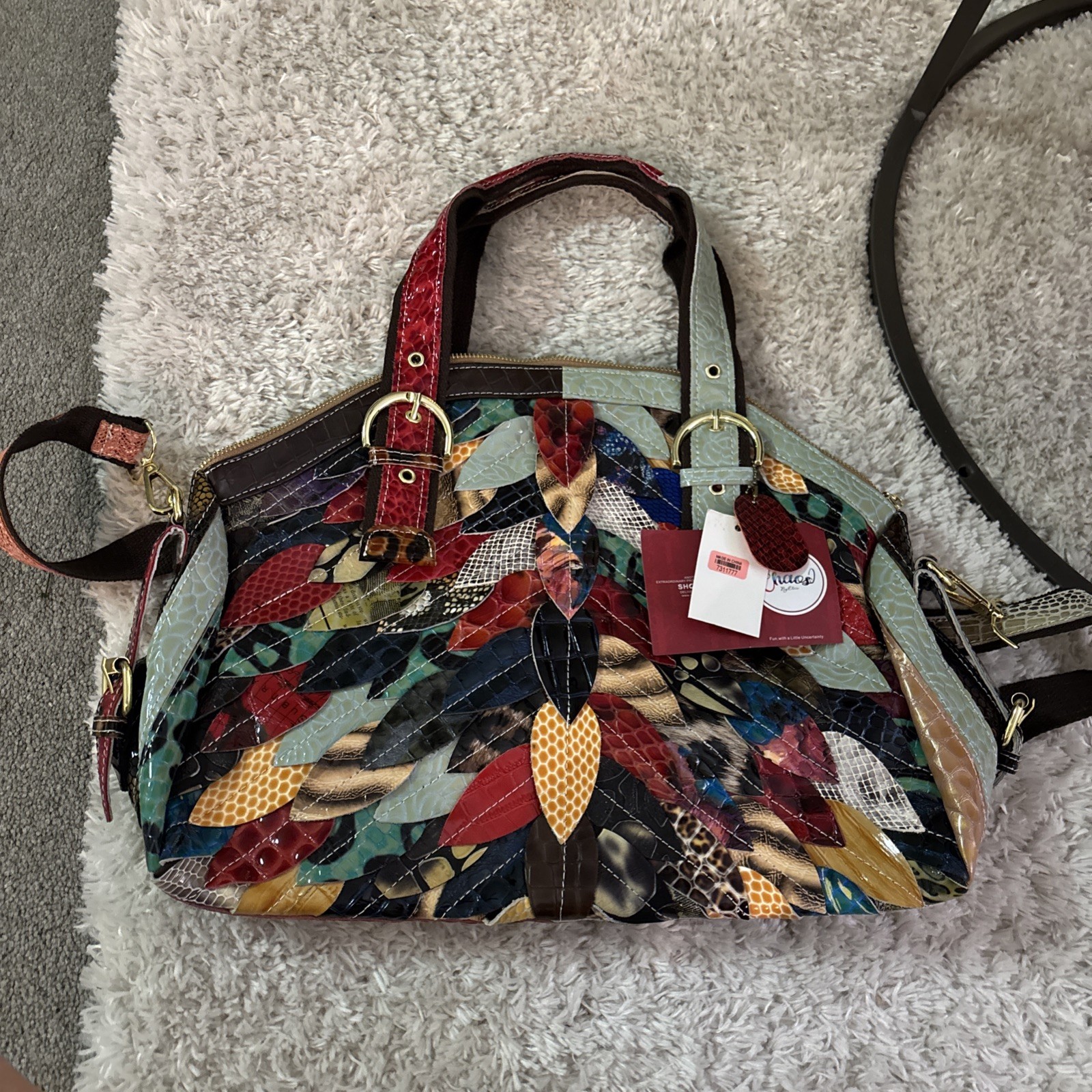 Medium Large Size Purse, Multicolor, Red Yellow Green Blue