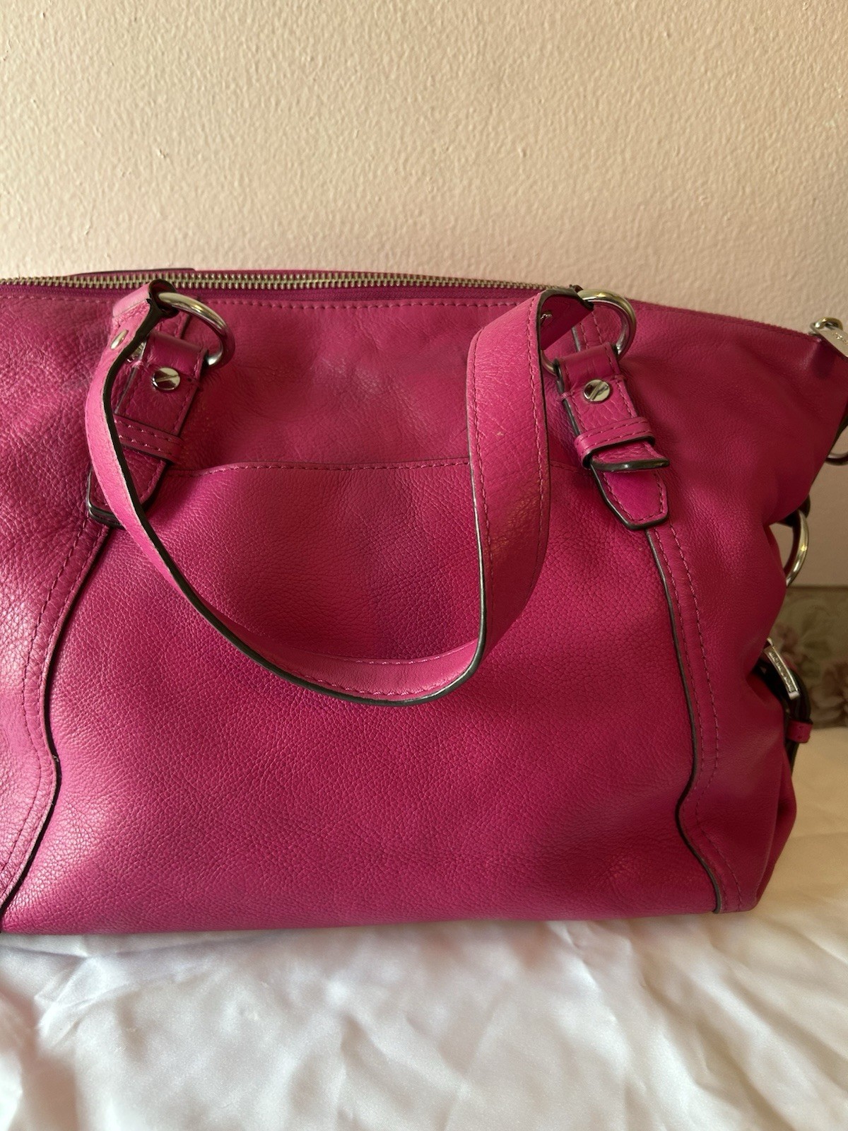 Michael Kors Fuschia Pink Leather Satchel Purse