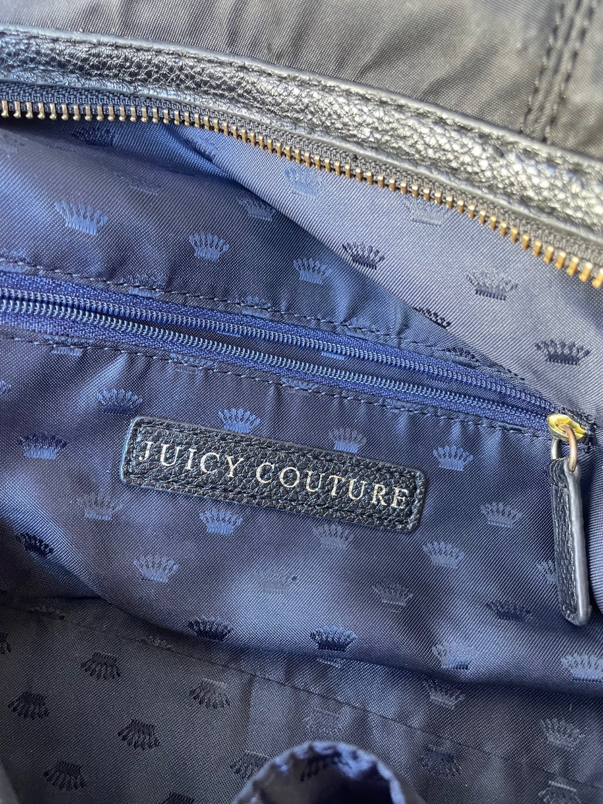 Vintage Y2K Juicy Couture Black Nylon Tote Shoulder Bag Lock & Key Charm