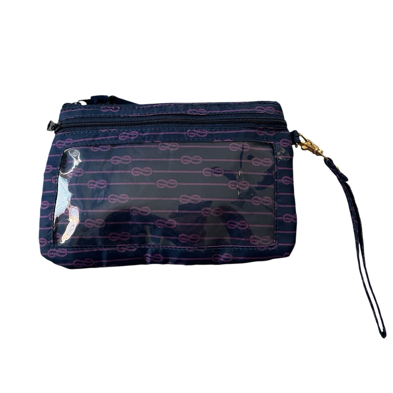 Simply Southern Navy and Pink Rope Infinity Design Wristlet ~ 7.25 X 5 Inches