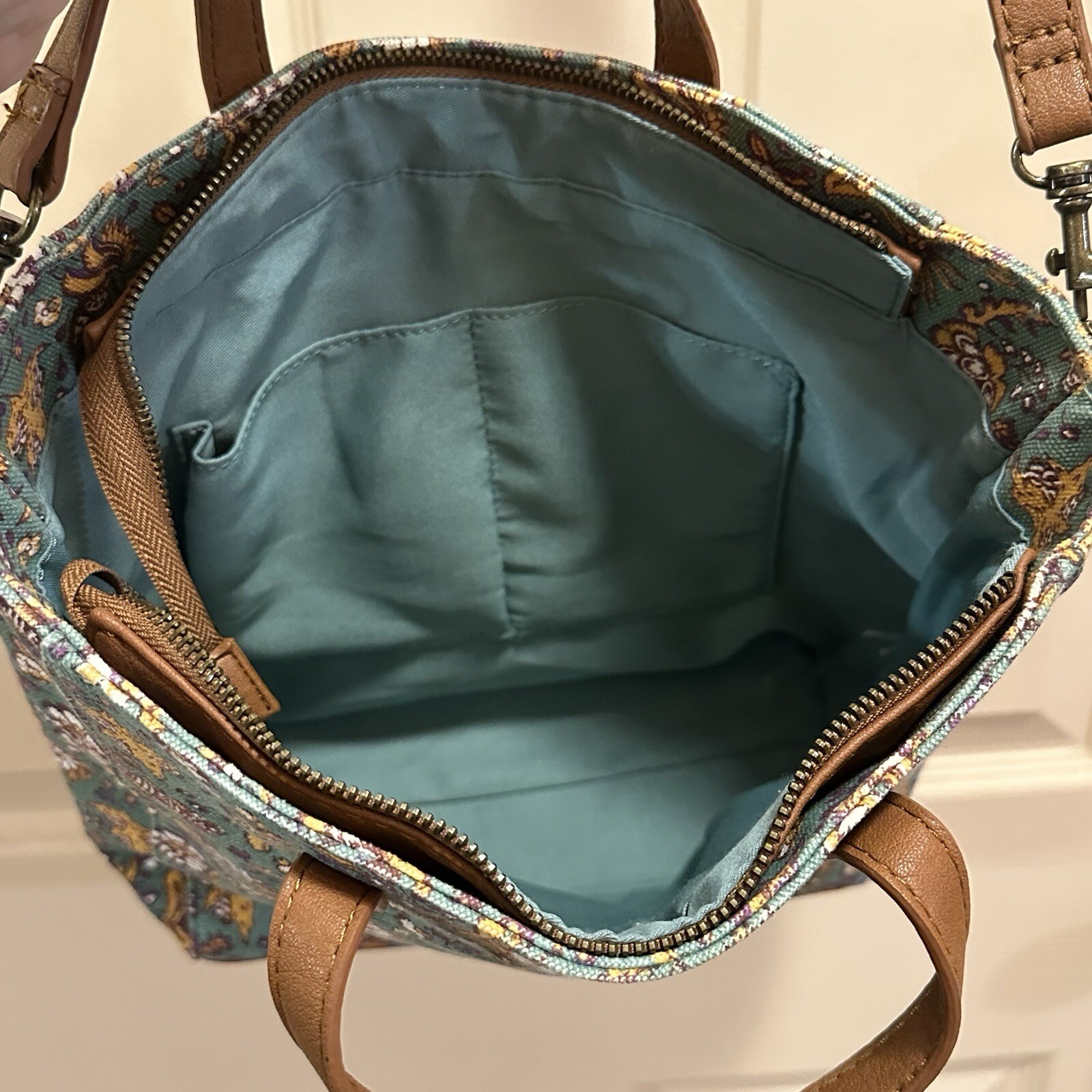 Universal Thread Floral Crossbody Purse With Double Handles 13 X 11 Inch