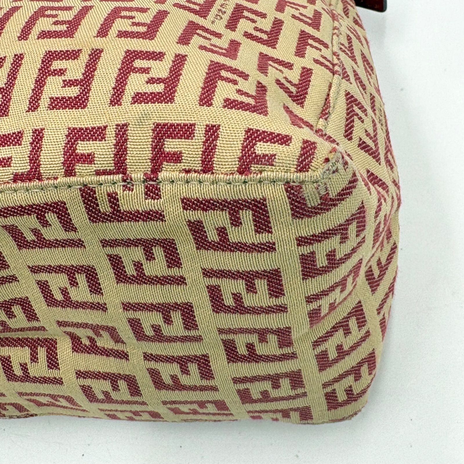 Auth FENDI Zucchino-Print Accessory Pouch Handbag 8N0005 2Y9195