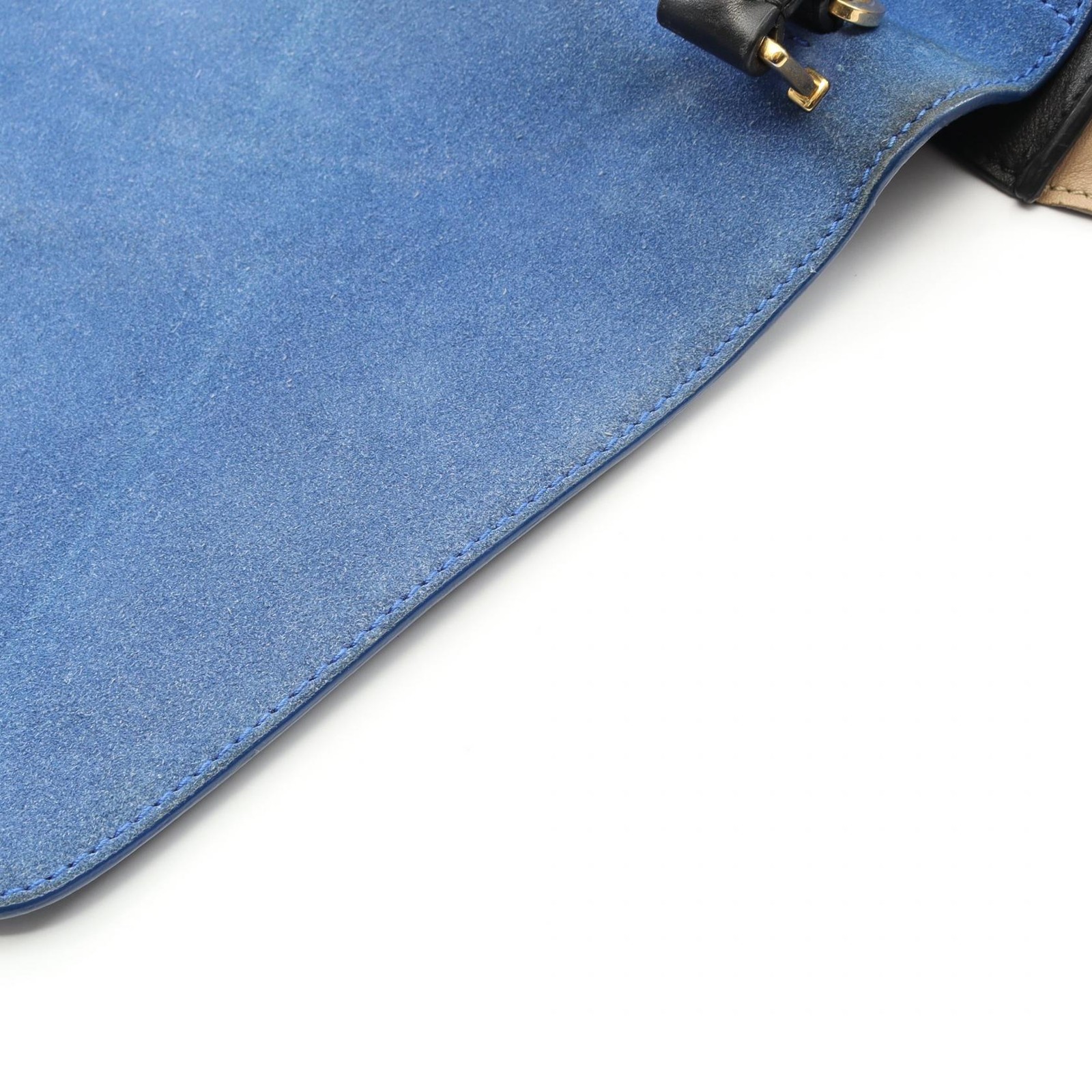 CELINE Trapeze Medium Shoulder Handbag 169542 leather Suede Black Blue Used