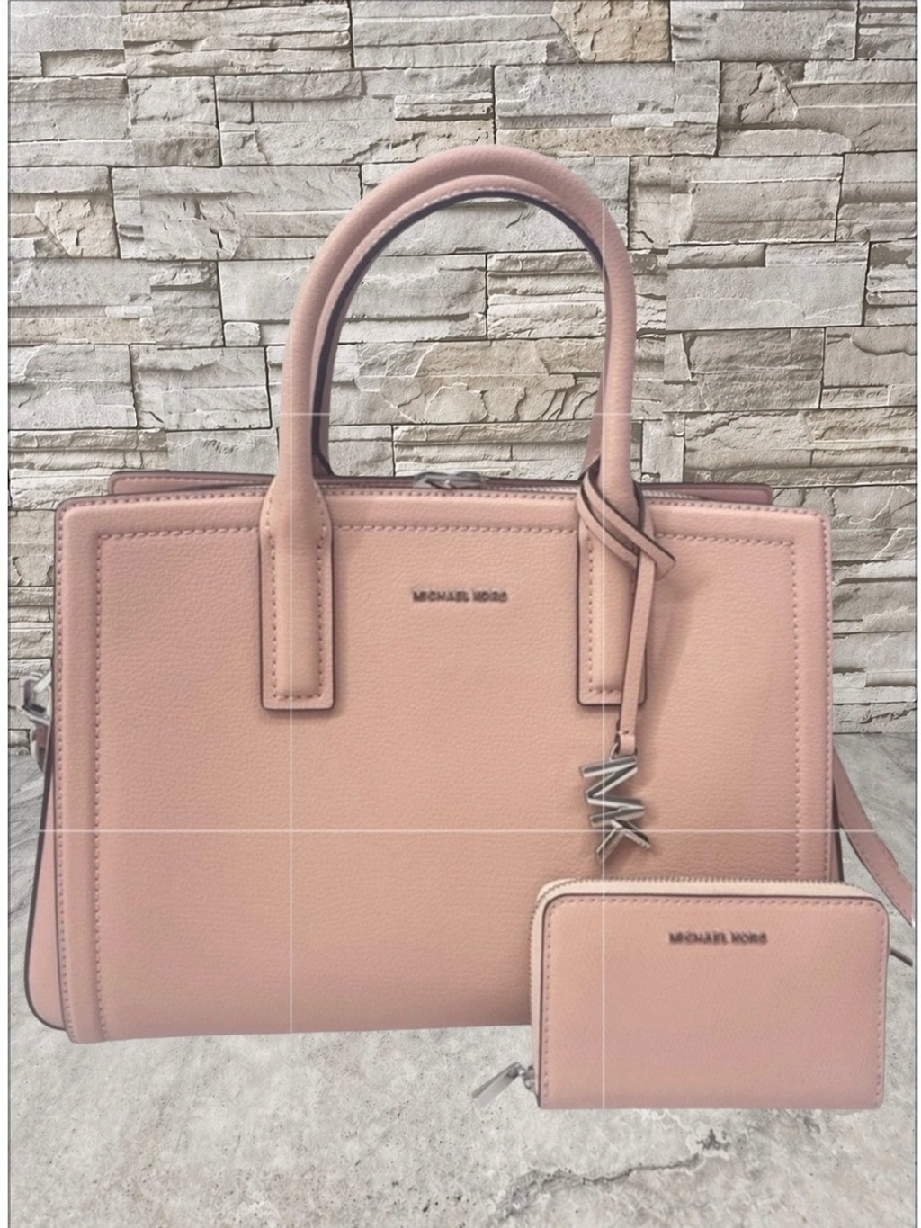 Michael Kors Laila Medium Leather Satchel & Matching Wallet Smoky Rose Pink