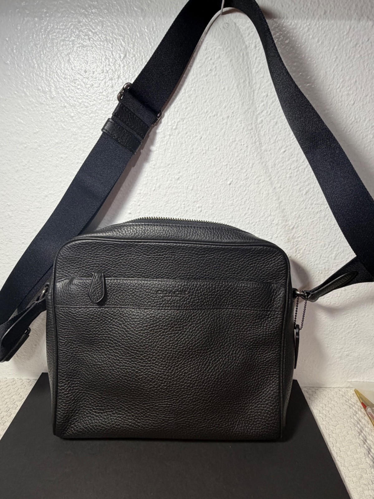 COACH Messenger Black Leather Crossbody Unisex Travel Bag