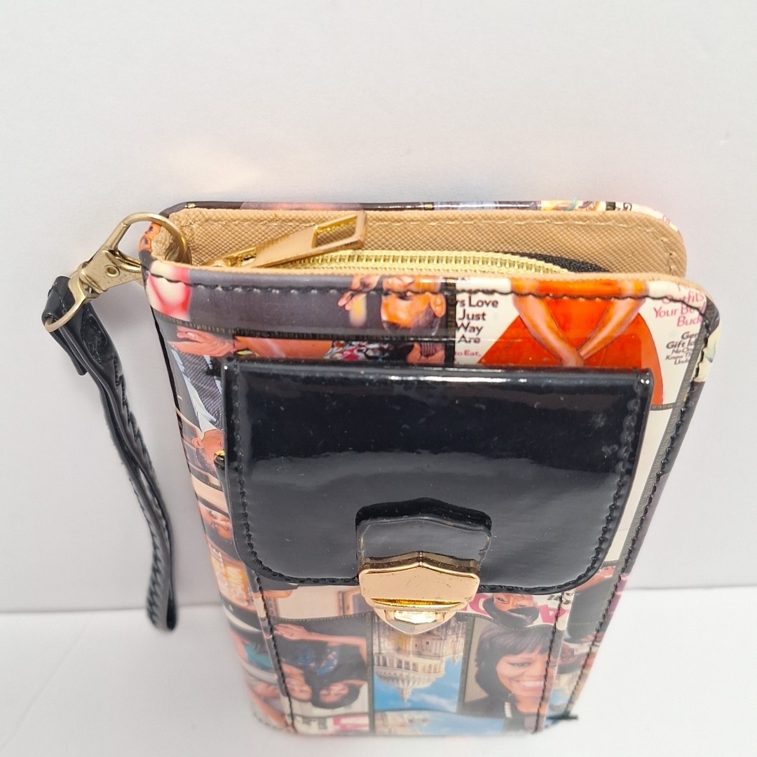 Michelle Obama Wallet Clutch Wristlet -Unbranded W/ Photo Collage Pattern Unique