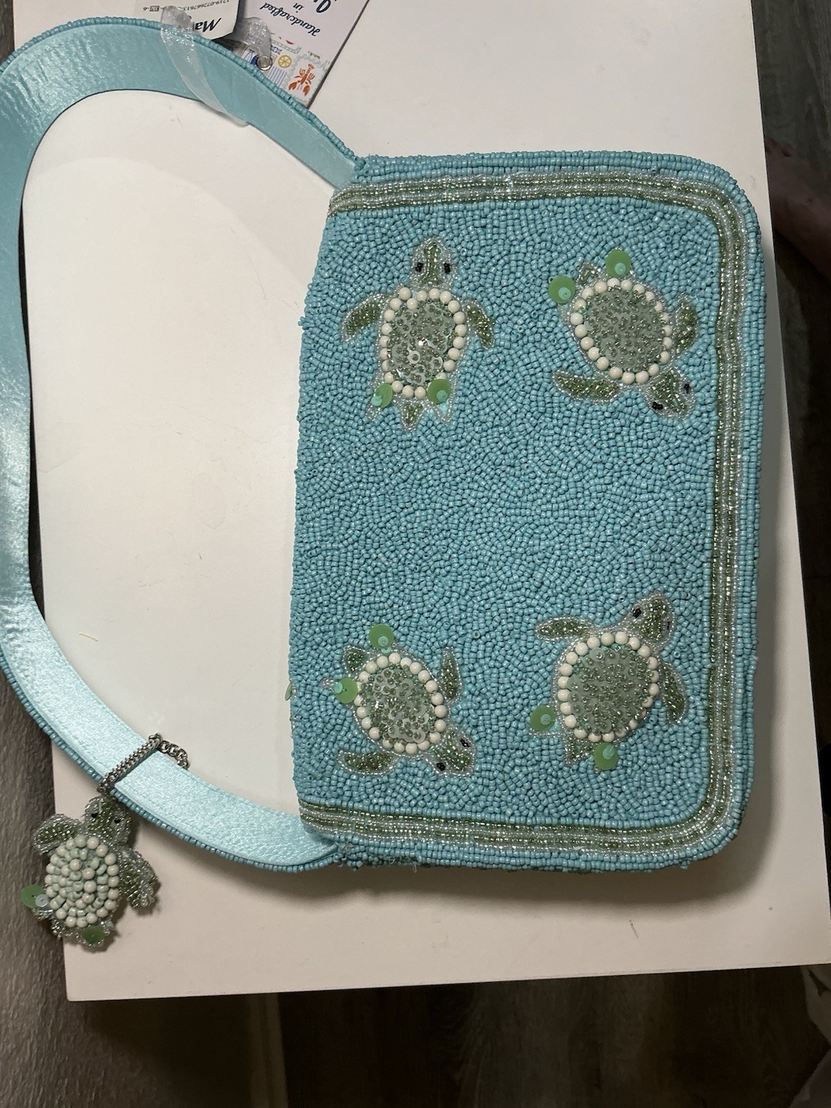 Beautiful Sea 🌊 🐢 Turtle Striped Beaded Bag/shoulder Bag/purse India Viral