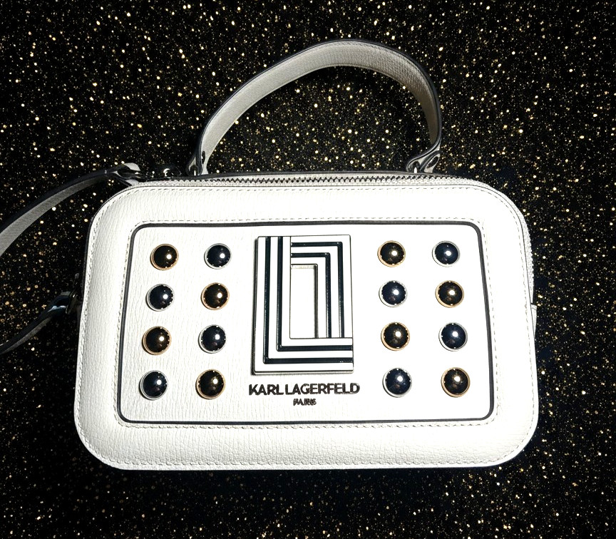 Karl Lagerfeld White Crossbody Bag w/ Gold Accents $228 Leather New Tag L5GDK7B1
