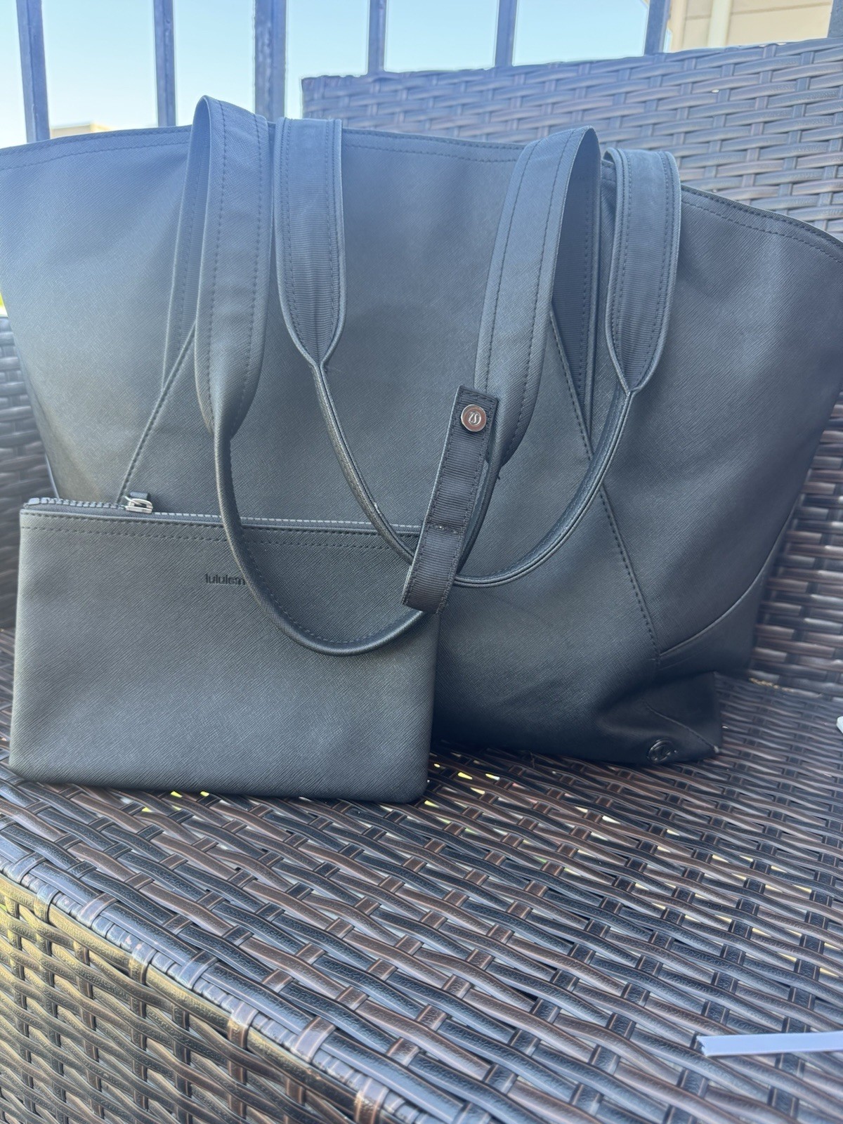 Lululemon Athletica All Day Tote Bag Black Go Wild Purse Womens Handbag