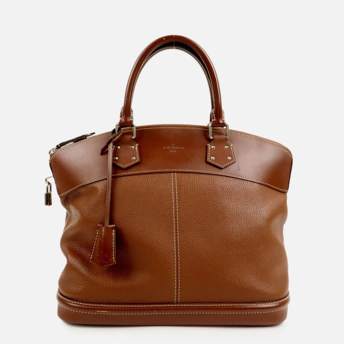 Louis Vuitton Suhari Lock it MM Leather Hand Bag Sienne M91889 Auth Used