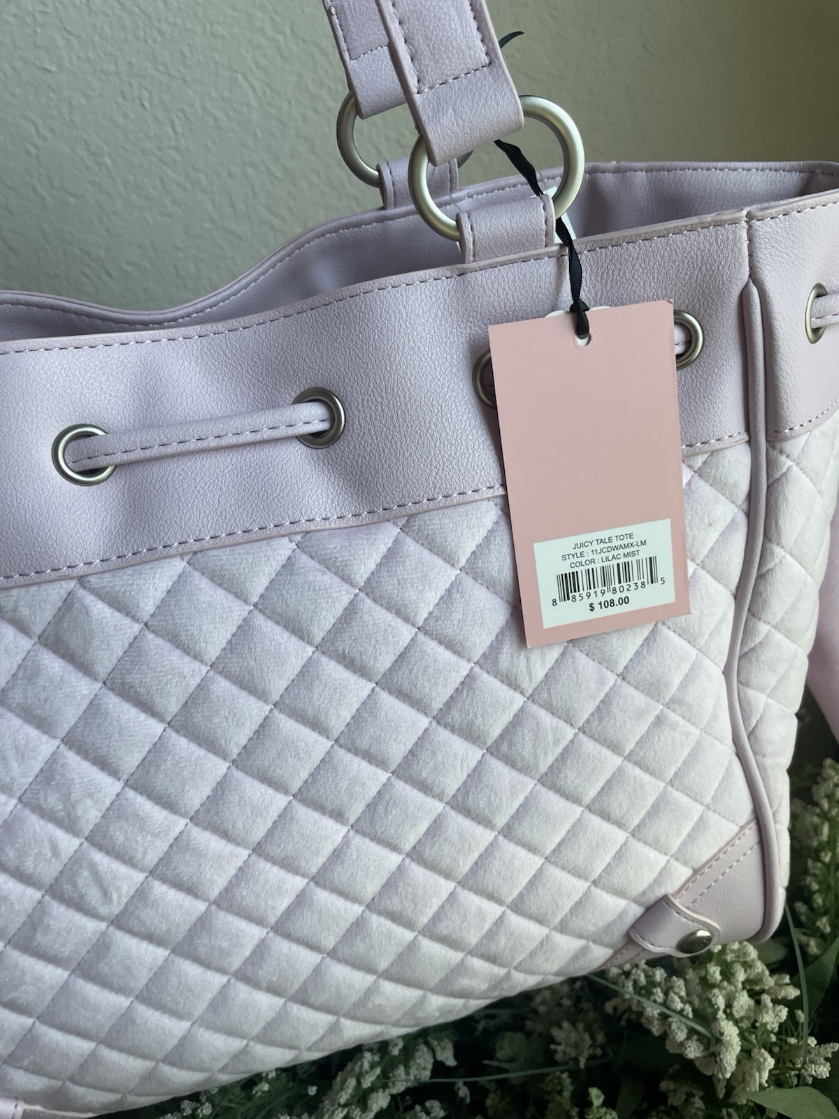 Juicy Couture Quilted Juicy Fairy Tale Daydreamer Tote Bag Gorgeous Lilac Mist