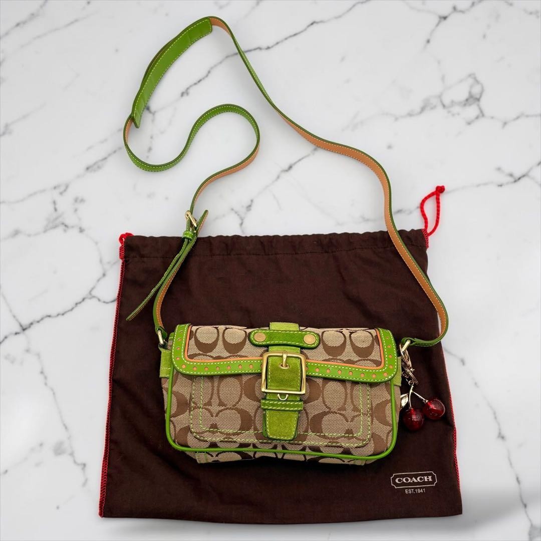 Coach Soho Shoulder Bag Green Y2K 14a
