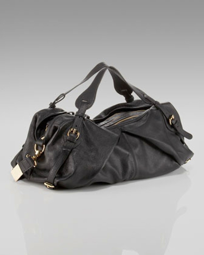 Foley & Corinna Bridle Duffle BLACK 890731 pebble leather crossbody shoulder NEW