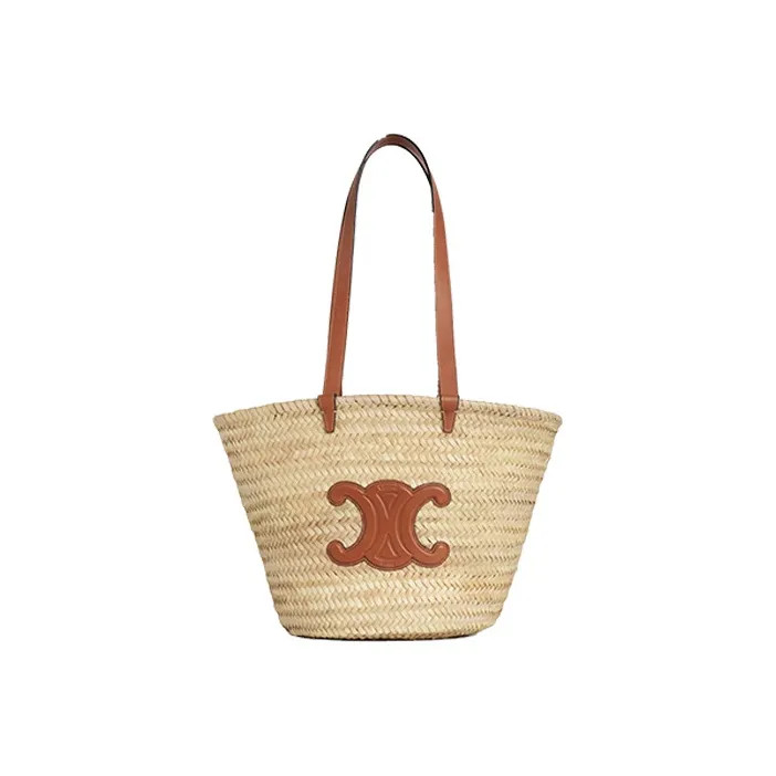 CELINE Triomphe CLASSIC PANIER Woven Calfskin Handbag Bag Women 10.2×4.7×9.8 in