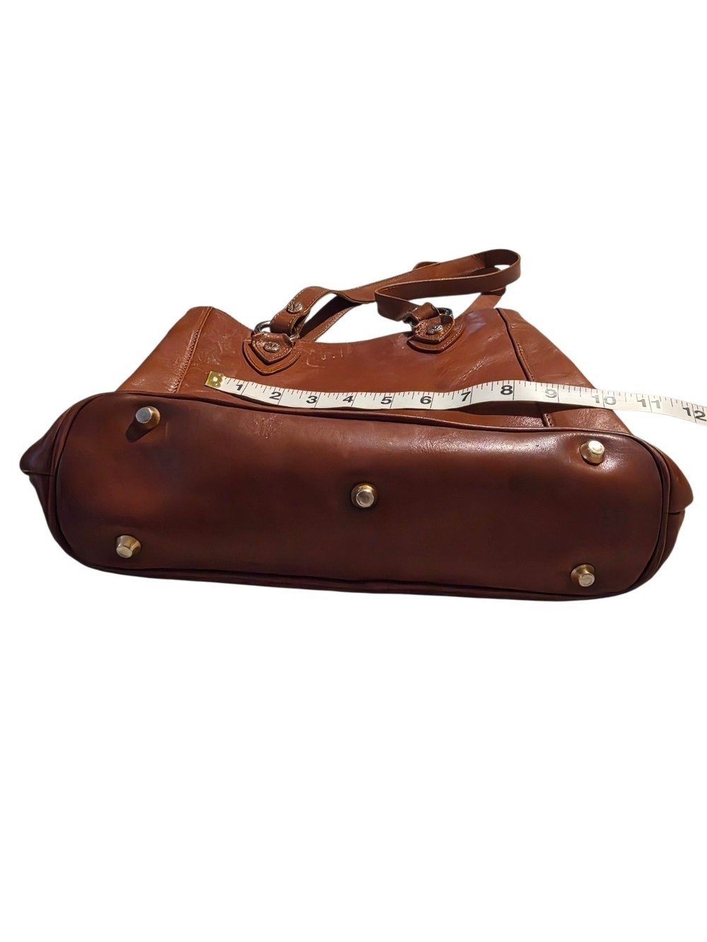 VALENTINA by Di Pell Brown Genuine Leather Tote Shoulder Bag Made in Italy