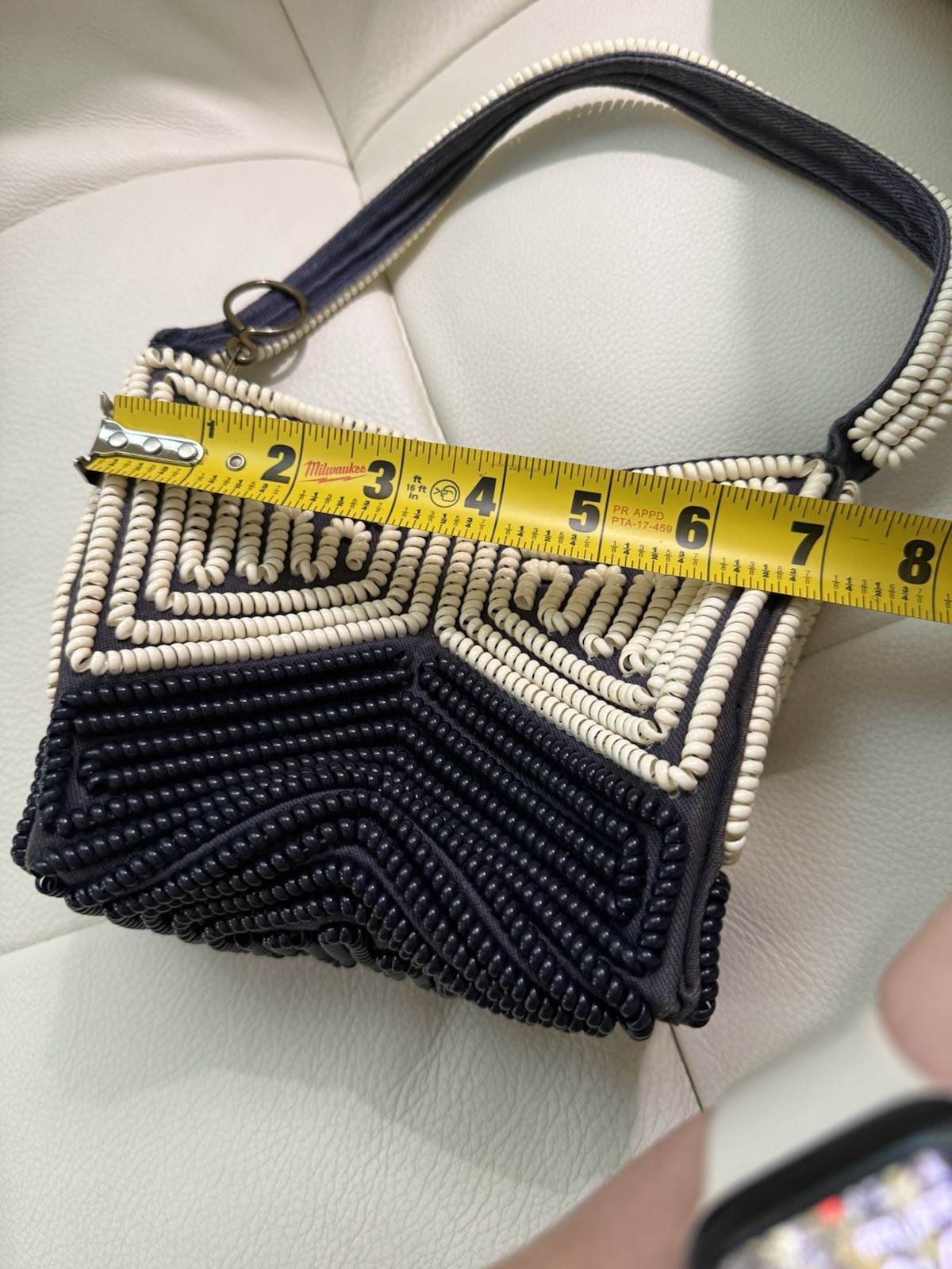 Vintage 1940s – Phone Cord Purse -Navy And White – rare