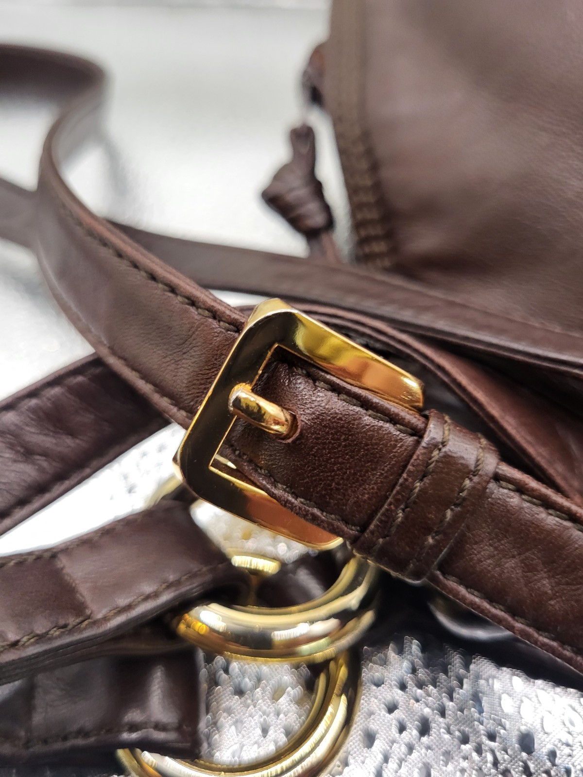 RARE Vtg Authentic Loewe Anagram Logo Brown Nappa Leather Crossbody Handbag