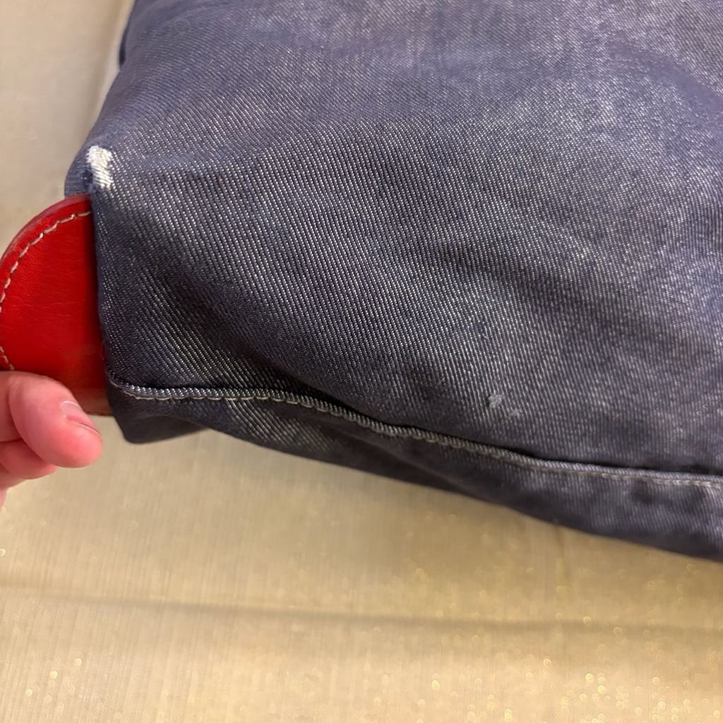 Hunting World Denim and Red Leather Tote Bag