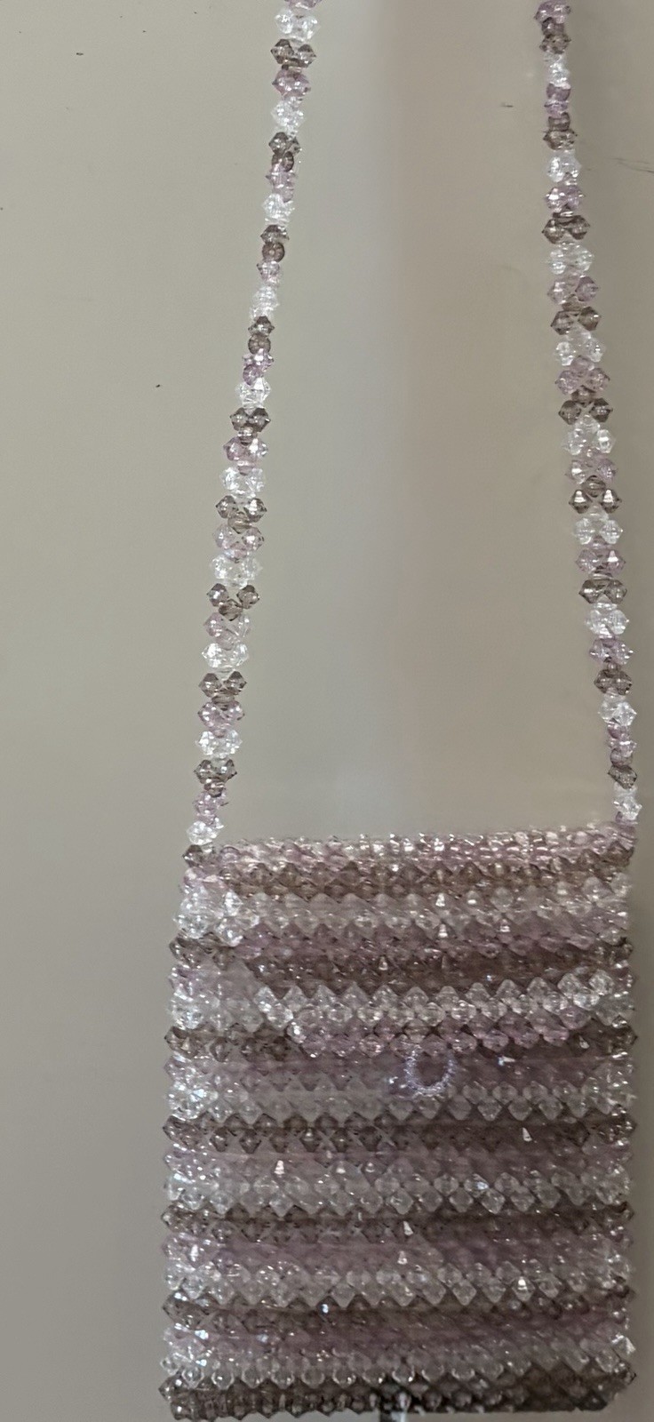 Hand Beaded Mini Bag NWOT – Pink Olive Green Clear – Boho Fairycore Statement