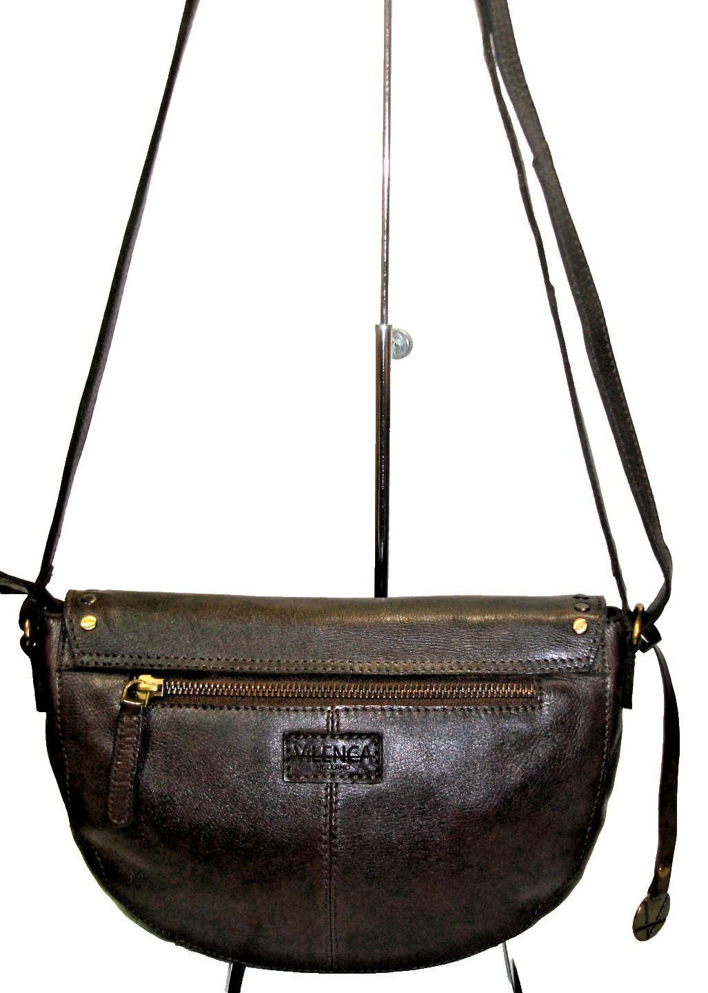 Vilenca Holland Butter Soft Drk Brown Leather Studded Crossbody Shoulder Bag NWT