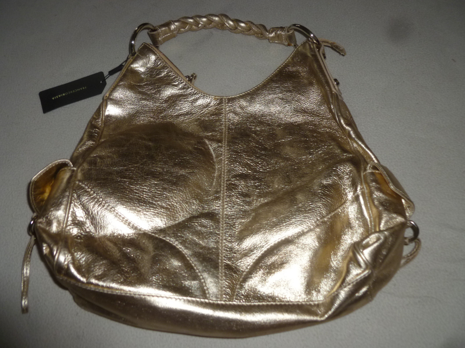 NEW W TAG FRANCESCO BIASA SECRET LOVE PURSE HANDBAG GOLD SATCHEL NWT LEATHER BAG