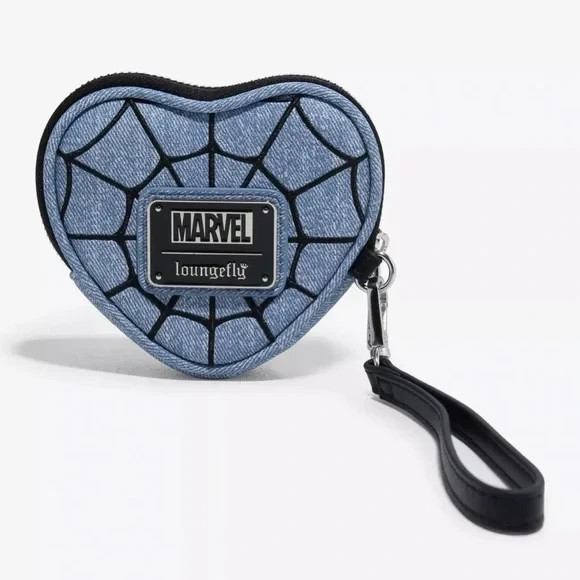 Loungefly Marvel Spider-Man Heart-Shaped Denim Crossbody & Coin Purse Set