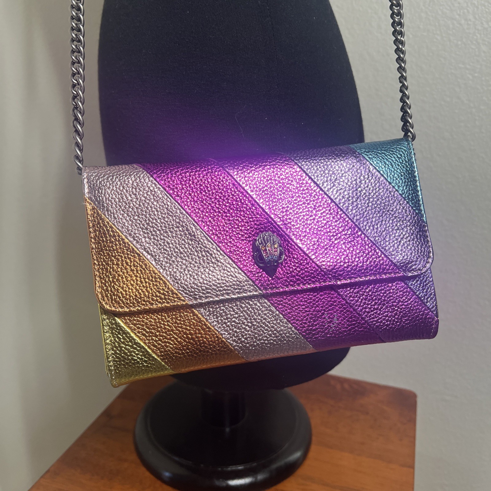 Kurt Geiger London Kensington Metallic Rainbow Leather Crossbody Perfect NWT