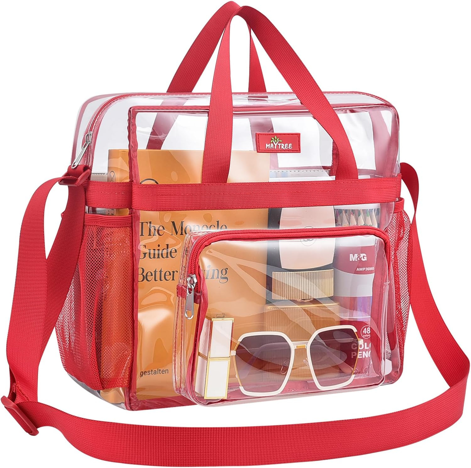 Clear Bag for Stadium Events 12×6×12 Clear Tote Lunch Bag with Reinforced Straps