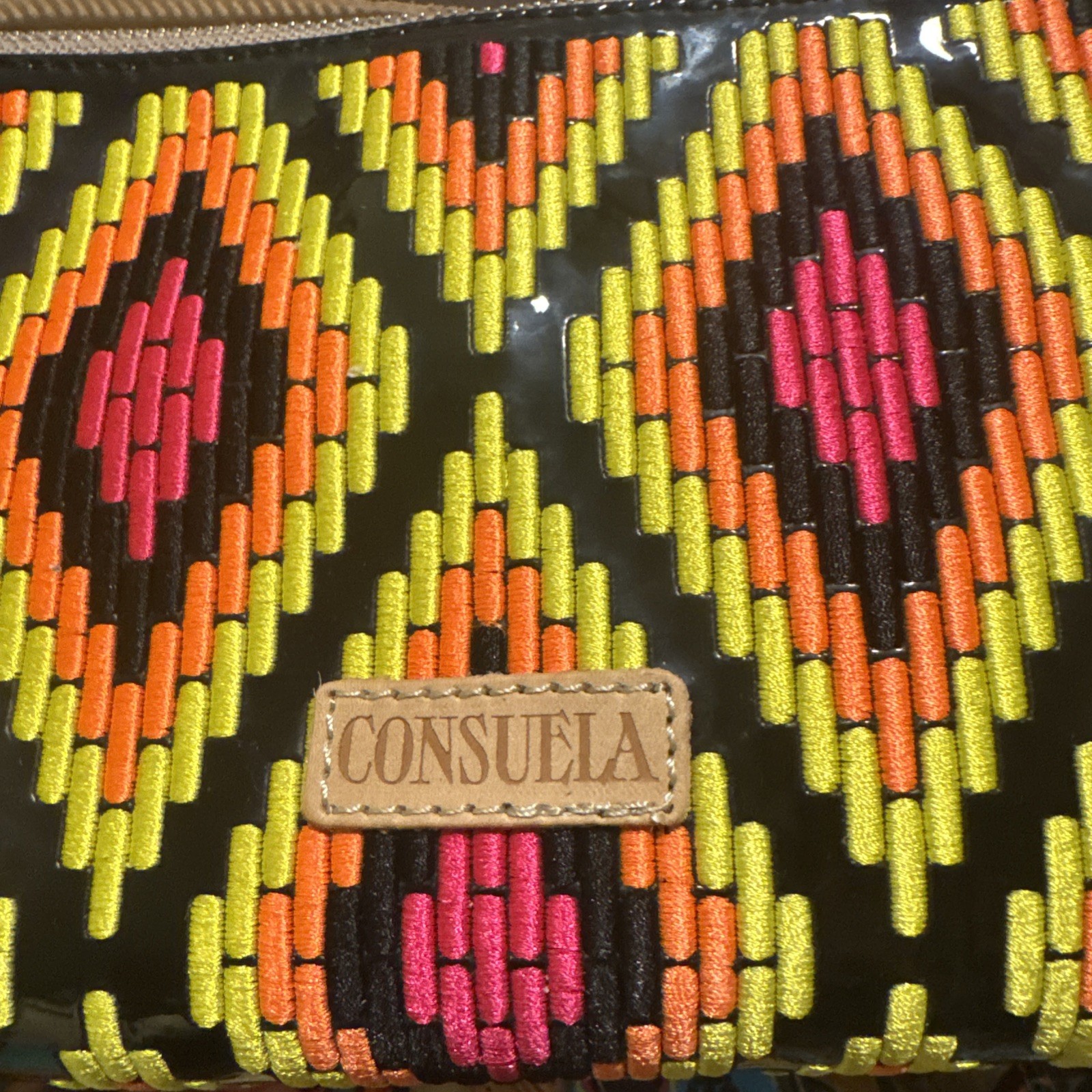 Consuela Rae Tool Bag Diamond Pattern Pouch Purse Zipper Closure Side Handle
