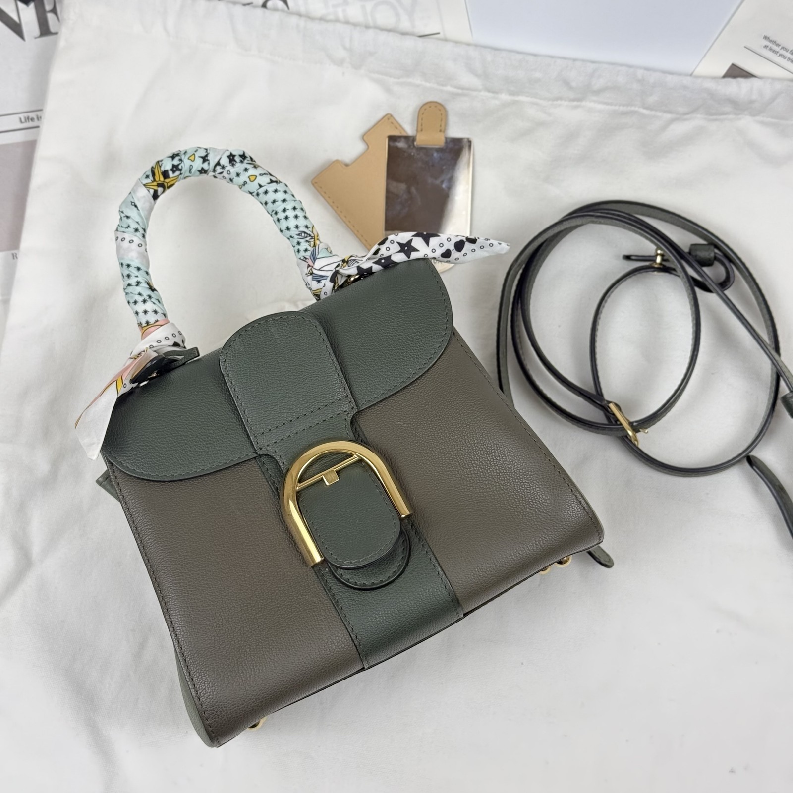 Delvaux Brillant Small Colorblock Bag w/ Mirror Dust Bag Accessories Duty Paid