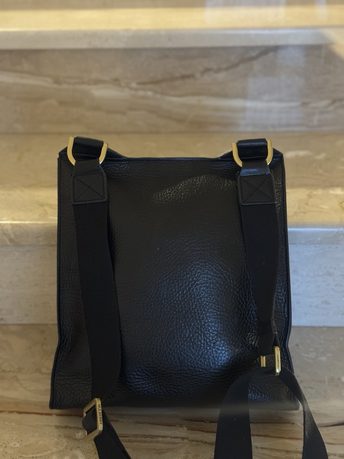 Mulberry Small Antony Leather Messenger Crossbody Bag Black Small Grain leather