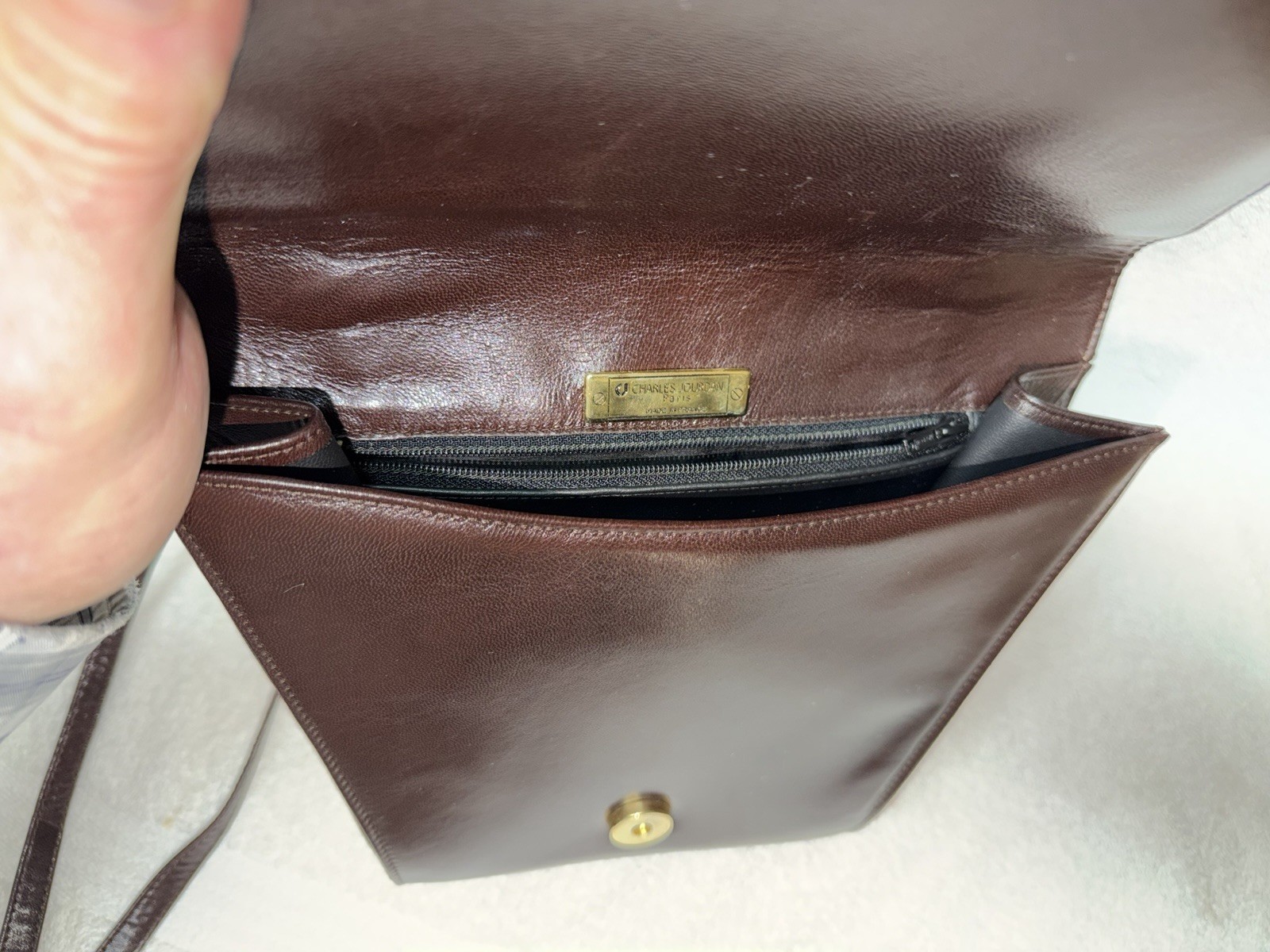 Late 1980’s Charles Jourdan Brown Leather Flap Front Shoulder Bag Made in France