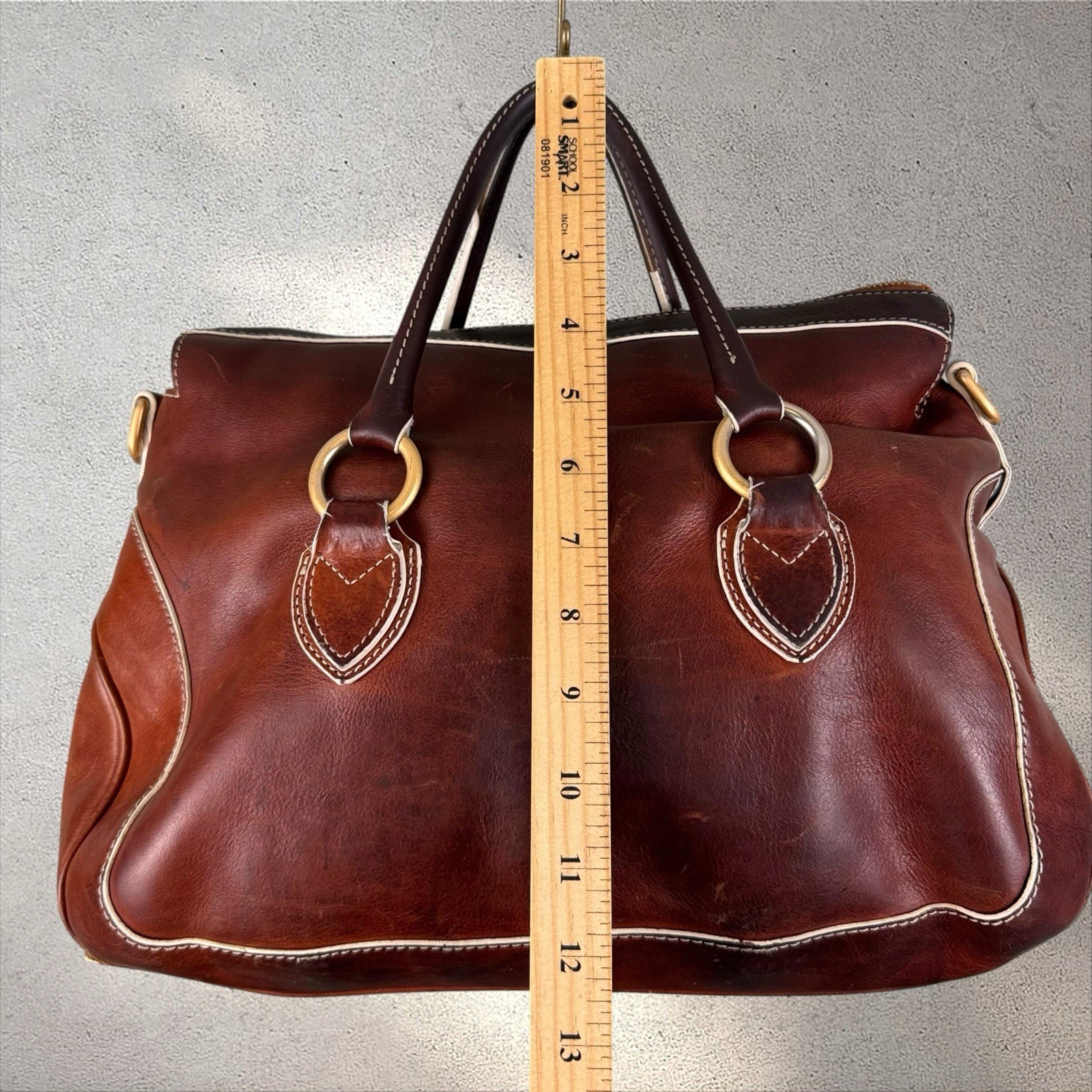 Dooney & Bourke Florentine Edge/Savannah Top Handle Satchel Bag Chestnut Read